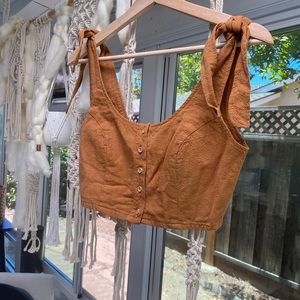 KENDALL & KYLIE mustard color cropped top with buttons